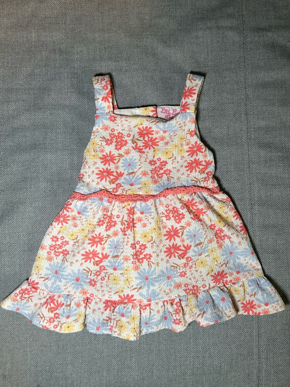Little Lass Multicolor Floral Sundress with Ruffle Trim